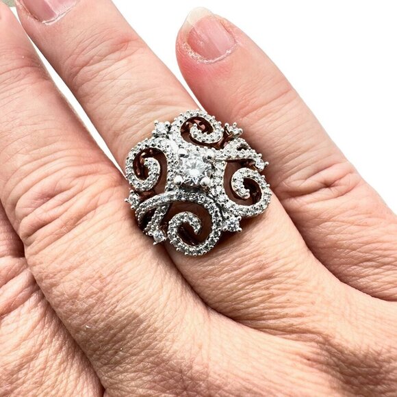 Chuck Clemency Womens Rose Gold Over Sterling Silver Cubic Zirconia Ring Size 9 - Picture 2 of 5